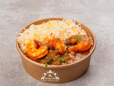 Гоа креветки карри с рисом Goan prawn curry with rice