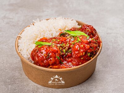 Ведж манчуриан с рисом Veg Manchurian Gravy with rice