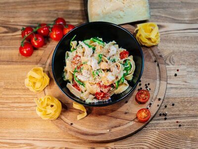 Фетучини с креветками